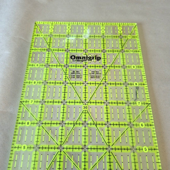 Omnigrip by Non-Slip Ruler 6" x 12" Neon Green Rectangular Sewing Quilting - Picture 3 of 10